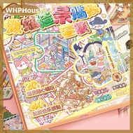 WHPHous 1Set Scenes Cartoon Landscape Sticker Book DIY 3D Stickers Cabin Scene Pocket Stickers Minia