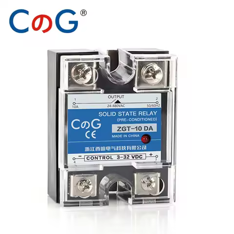 CG ZGT-40DA 10A 25A 40A Single Phase DC To AC SSR Heat Sink 24-480VAC Relay Input 3-32VDC With Plast