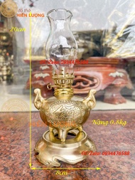 Đèn Dầu Có Đế Màu Vàng Bóng Bằng Đồng Đúc Cattut Cao 20cm Nặng 08kg