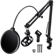 BILIONE Microphone Stand, Mic Boom Arm Stand for Blue Yeti QuadCast S SoloCast Snowball AM8 and othe