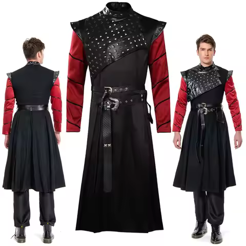 Daemon Prince Cosplay TV House Role The Dragon Coat Belt Costume Men Role Play Fantasy Red Black Clo