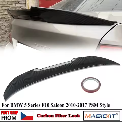 PSM Style For BMW F10 F18 5 Series Rear Trunk Lid Spoiler Wing 2011-2017 M5 530i 535i 550i Carbon Fi