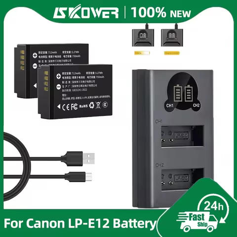 New LP-E12 Camera Battery for Canon EOS 100D M M2 M10 M50 Mark II M100 M200 Kiss X7 Rebel SL1 Dual C