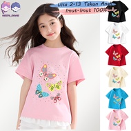 Ready Stock Imported Girls' T-shirts 100% Cotton Short sleeves cute print Capybara girls' clothes Ui