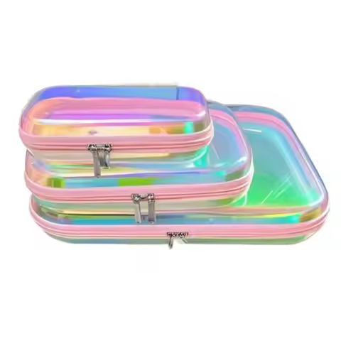 Drawer Type Transparent Laser Storage Box Stack Combination Portable Transparent Zipper Hard Bag Lar