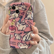 Cute Happy Rabbit Case Samsung S25fe S24 S23fe S21fe S20fe S24 S25 S22 S23 S26 M15 M14 M54 M34 F34 F