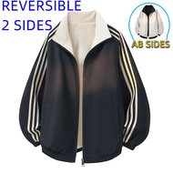 2 Sides Jacket Reversible Windbreaker Jacket Zipper Outdoor Jacket Double Sides Jacket