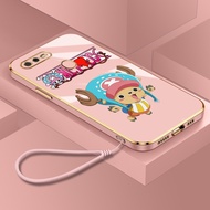 Casing OPPO A3S A12E A5S A12 A12S A5 A9 A8 A31 2020 A15 A15S A16 A16S A16K A16E A53 2020 Cartoon Cute One Piece Case Luxury Ultra-thin Plating Soft Tpu Phone Case Cover with Lanyard