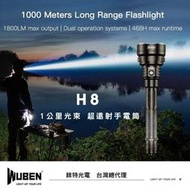 【錸特光電】WUBEN H8 超遠射程 1000米 戰術手電筒 1800流明 CREE XHP HI LED 狩獵 打獵