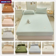 1 Pc 100% Cotton Bedsheet Waffle Plain Color Fitted Sheet All-Included Bed Mattress Protector Single Queen King Size KYHU
