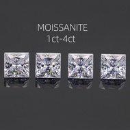 Preferred D Color Princess Square 1CT/2CT/3CT/4CT Moissanite Jewelry Accessories Can Pass Side Diamo