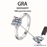 【 GRA Certificate Attached 】 0.5ct-5ct genuine moissanite ring, fashionable four claw S925 pure silv