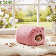 DOREEN Hamster Warm Bed, Bear Shape Fleece Hamster Cage Bed, Comfortable Cozy Cute with Mat Pet Slee
