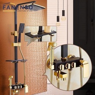 Fanenso Shower Head Set All Copper European Style Black Gold Household Bathroom Rain Sprinkler Toilet Thermostatic FA16