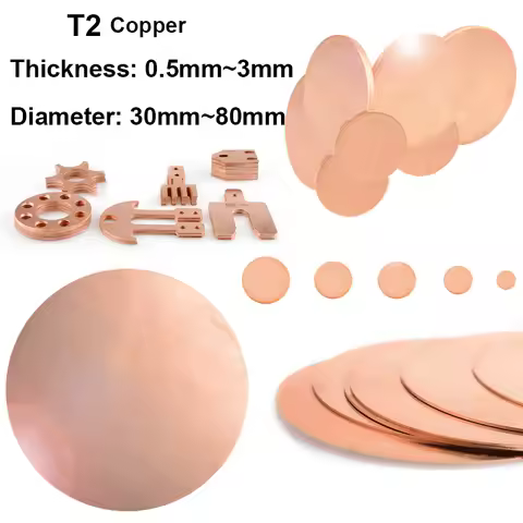 Board 1/2pcs T2copper Metal Plate Diameter 30-80mm Thick 0.5-3mm Pure Copper Round Plate Copper Plat