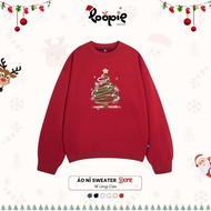 Loopie Club BST222 Unisex Fox Fur Sweater with Christmas Tree Print, Loose Form, Soft, Thick, Basic 