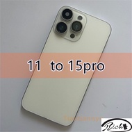 Full Assembly Shiny aluminum Flat Diy For iPhone 11 like 15pro Housing , for iPhone 11 to Diy 15 Pro