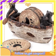 【W】Lack Bear  Decorations Set of 6 Full Size Bear Coasters, Rustic Lodge Style for the Home