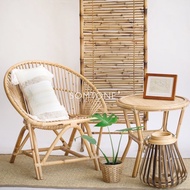 De Summer Chair Luxury Rattan Manau Lounge Chair Kerusi Rotan for Garden, Living Room, Bedroom, Cafe