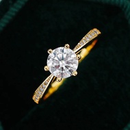 Luxury 100% Real 18k Gold Ring Women's Six-claw Diamond Ring 6.5mm Round 1ct 1 karat Moissanite Wedd
