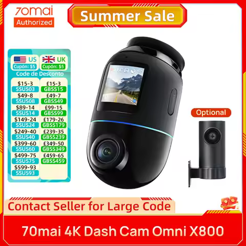 70mai 4K Dash Cam Omni X800 with 4G Hardwire Kit UP04 360° Rotation 24h Parking Surveillance Support