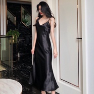 Champagne Night Gown Nighties Woman Long Maxi Party Club Dating Elegant Hang Out Nighty Dress Satin 