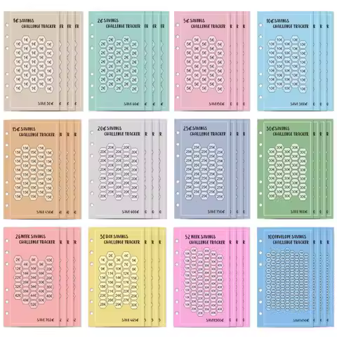 48PCS Practical A6 100 Envelopes Cost Saving Card 52 Weeks Save Challenge 30 Days Save Budget Planni