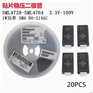 10PCS 1W voltage regulator diode SML4728A-SMM4761A 3P3-75 3P6 3P9 4P3 4P7 5P1 5P6 6P2 6P8 7P5 8P2 9P
