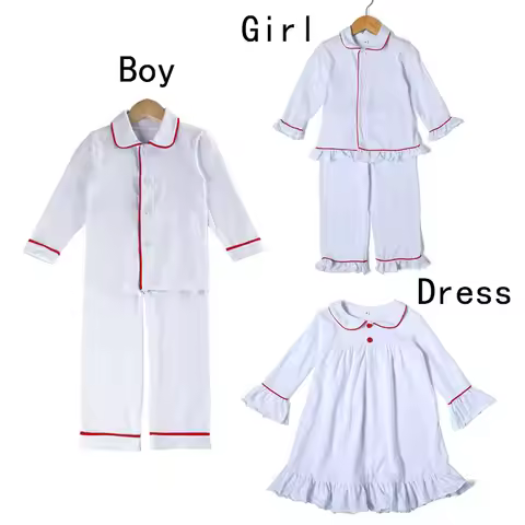 Mudbala Toddler Baby Family Matching Outfits White Kids Pajamas Set Sibling Boys Girls Adults Cotton