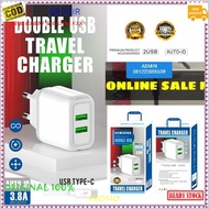 J310 FAST CHARGING HANDPHONE CHARGER 3.8A 2 PORT USB CHARGER ADAPTOR USB TYPE C ADAPTOR