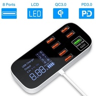 ELAVO 8 Port USB Quick Charger LED Display 40W Travel charging adapter