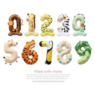 3D Standing Cartoon Animal 40-Inch Large Number Balloon Birthday Party Decoration Photo Prop Balloon