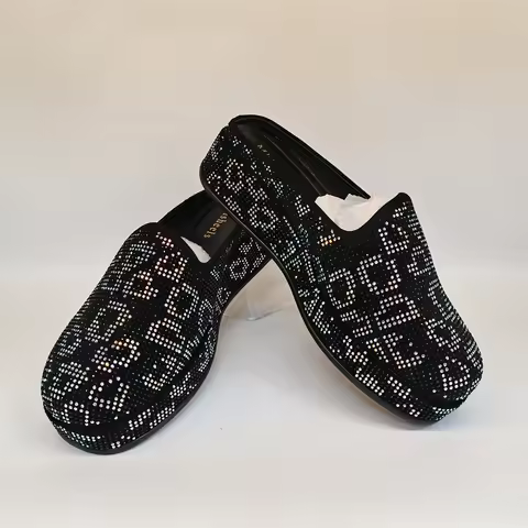 2025 Latest Fashion Women's Rhienstone Silppers Comfortable Lady Mullers Shoes Outdoor Casual Shoes 