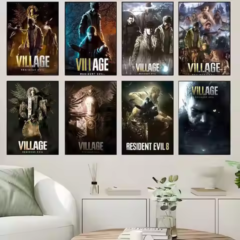 Resident-Evil 8 Village Hot Video Game Whitepaper Poster HD Quality Poster Wall Art Painting Study R