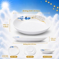 Round Plate 609-10 Melamine A8 Snow Vein Turquoise – Luxurious Tan Chinese Style