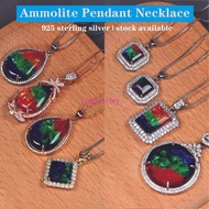 New Design Popular Elegant Created Ammolite Pendant Necklace 925 Sterling Silver Ammolite Necklace
