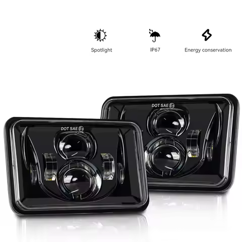 For Suzuki DRZ400SM DRZ400S DRZ400E 4x6" inch LED Headlight Hi-Lo Sealed Beam Black High/Low Beam Wo