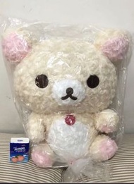 日版 玫瑰 鬆弛熊 40cm 大公仔 Rilakkuma 牛奶熊 白熊 玫瑰花紋 玫瑰毛 白色 毛公仔