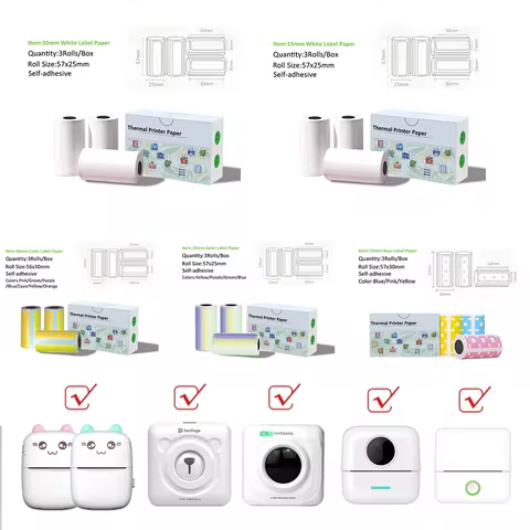 57MM Roll Thermal Paper Self-adhesive Printing Label Papers Sticker For Pocket Thermal Mini Printer 