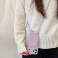 1pc Fashionable Rope Card Holder + Purple Straight Edge Shockproof Lens Full Coverage Protective Pho