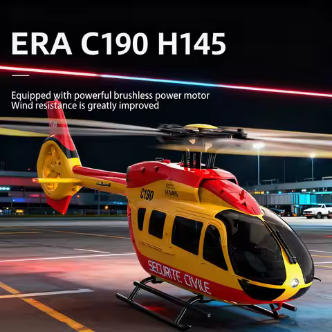 RC ERA C190 6CH Helicopter 1:30 H145 Scale 2.4G 6-Axis Gyro Optical Flow Localization Altitude Hold 