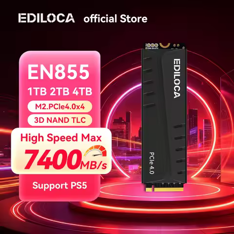 Ediloca EN855 SSD SLC Cache & DRAM with Heatsink 7400MB/s PCIe Gen4.0 NVMe M.2 SSD Internal Solid St