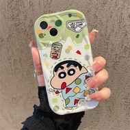 Phone Case for Samsung Galaxy J7 J2 Prime G530 A31 A32 A33 A34 A50 A50S A30S A51 A52 A52S A53 A54 A71 A72 A73 Cream Wavy Edge Pajamas Crayon Shinchan Cartoon Shockproof Clear Cover