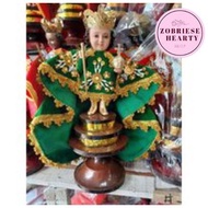 ♞Wooden Green Santo Niño De Cebu Statue Figurine Senior Sto Nino