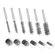 6 Pcs Stainless Steel Bore Brush with 1/4" Hex Shank Twisted Wire Bore Brushes with Different Sizes,
