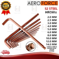 (MAROON) AEROFORCE S2 STEEEL LONG ARM HEX KEY ALLEN KEY 12MM 14MM
