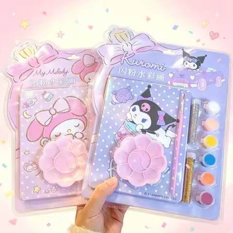 Kuromi My Melody Themed Watercolor Art Kit Shiny Glitter Design Painting Supplies For Hand Drawing C