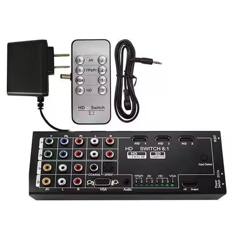8-Input 1-Output Switcher -Compatible HD Switch Switcher AV Ypbpr VGA 8 Port To HD 1080P Switch US U