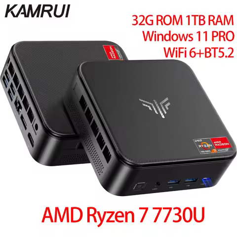 KAMRUI AMD Ryzen 7 7730U Mini PC 32GB RAM 1TB SSD Windows 11 Pro Ultra Slim Small Desktop Computer f
