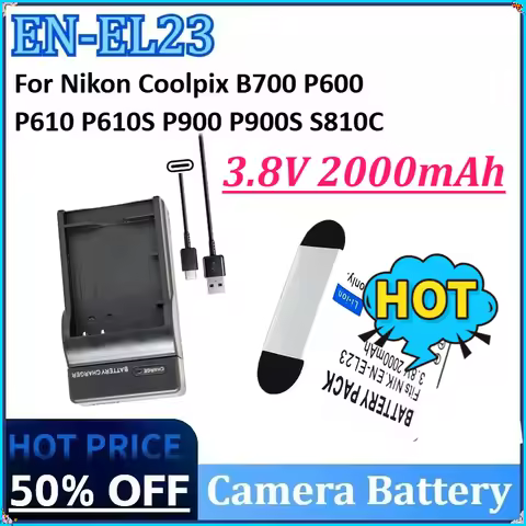 3.8V 2000mAh for Nikon Coolpix B700 P600 P610 P610S P900 P900S S810C EN-EL23 ENEL23 EN EL23 Camera B